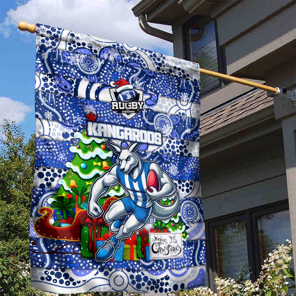 Kangaroos Football Merry Christmas Garden Flag Indigenous Australian Art - Vibe Hoodie Shop