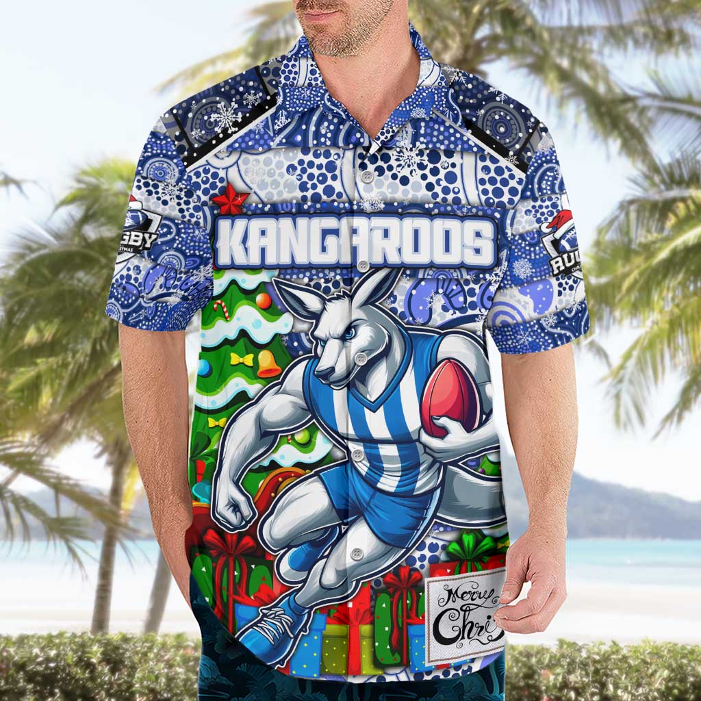 Custom Kangaroos Football Merry Christmas Hawaiian Shirt Indigenous Australian Art - Vibe Hoodie Shop