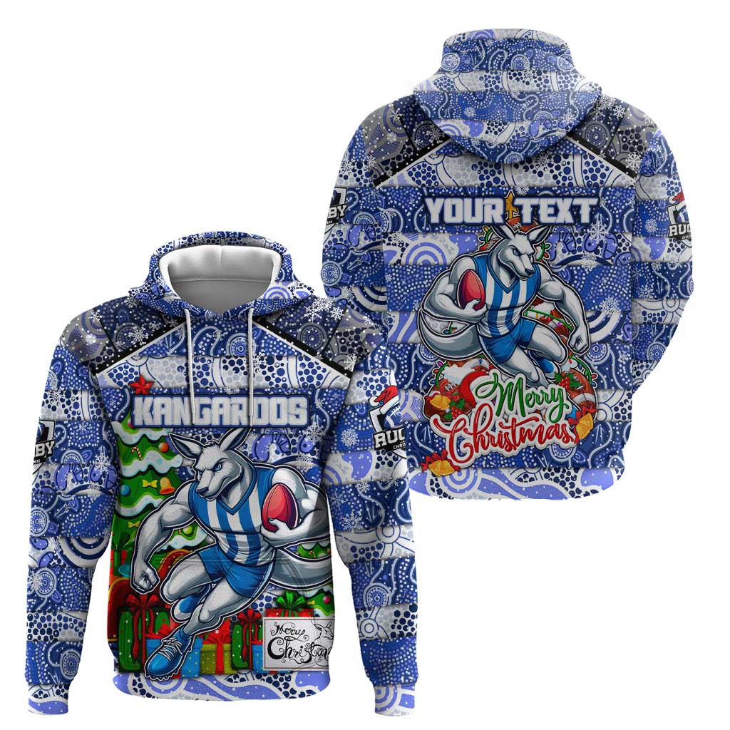 Custom Kangaroos Football Merry Christmas Hoodie Indigenous Australian Art - Vibe Hoodie Shop