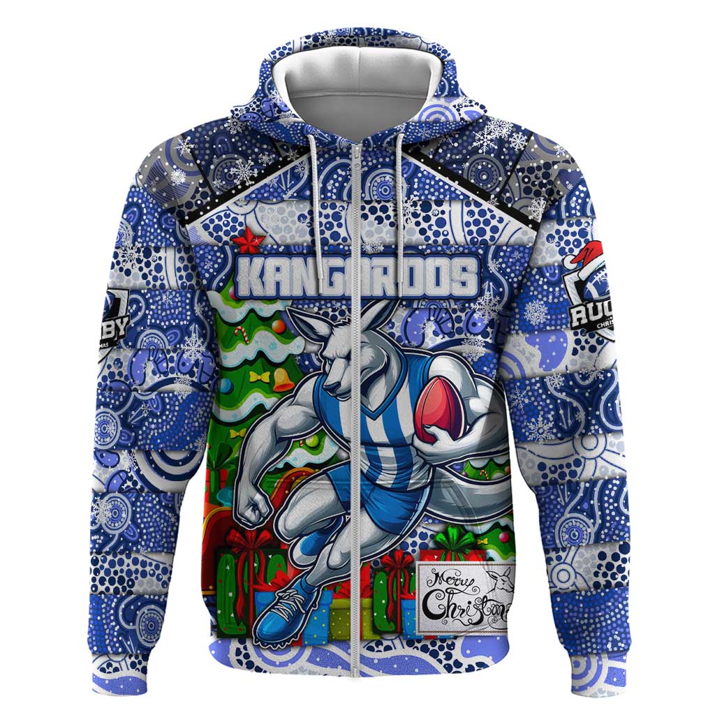 Custom Kangaroos Football Merry Christmas Hoodie Indigenous Australian Art - Vibe Hoodie Shop