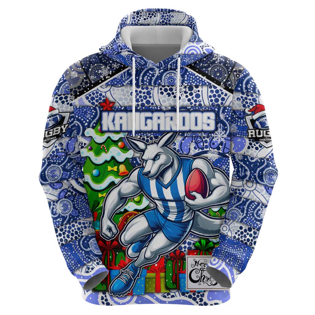 Custom Kangaroos Football Merry Christmas Hoodie Indigenous Australian Art - Vibe Hoodie Shop