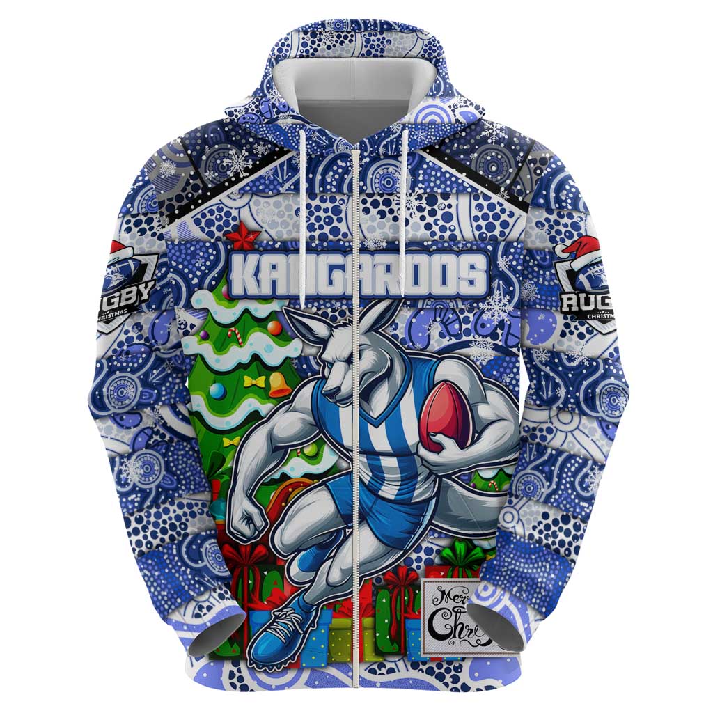Custom Kangaroos Football Merry Christmas Hoodie Indigenous Australian Art - Vibe Hoodie Shop