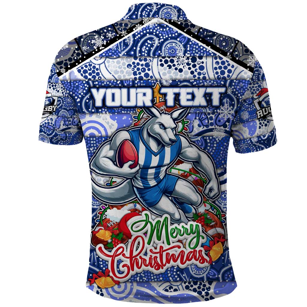 Custom Kangaroos Football Merry Christmas Polo Shirt Indigenous Australian Art - Vibe Hoodie Shop
