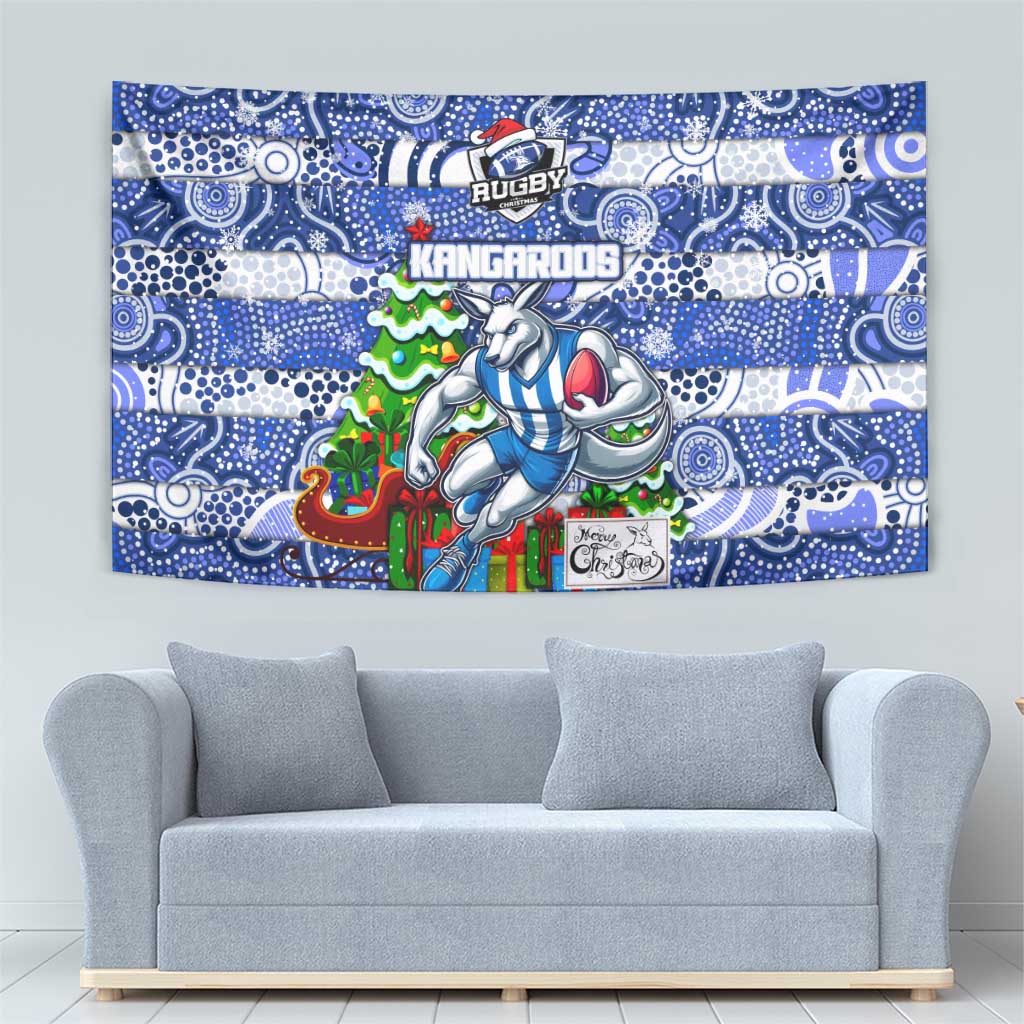 Kangaroos Football Merry Christmas Tapestry Indigenous Australian Art - Vibe Hoodie Shop