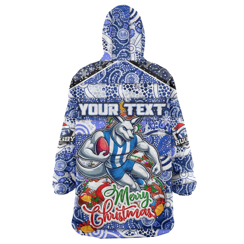 Custom Kangaroos Football Merry Christmas Wearable Blanket Hoodie Indigenous Australian Art - Vibe Hoodie Shop