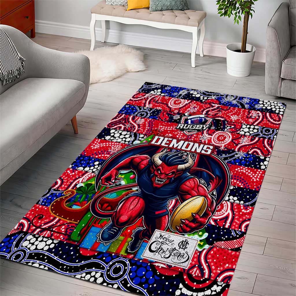 Demons Football Merry Christmas Area Rug Indigenous Australian Art - Vibe Hoodie Shop