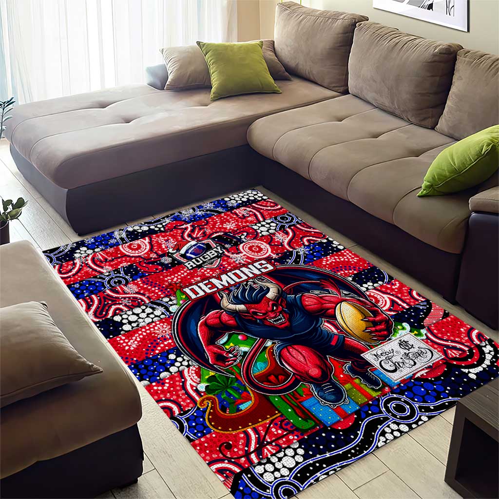 Demons Football Merry Christmas Area Rug Indigenous Australian Art - Vibe Hoodie Shop