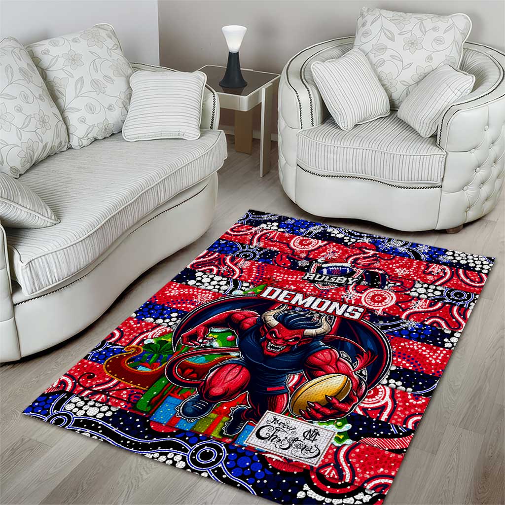 Demons Football Merry Christmas Area Rug Indigenous Australian Art - Vibe Hoodie Shop