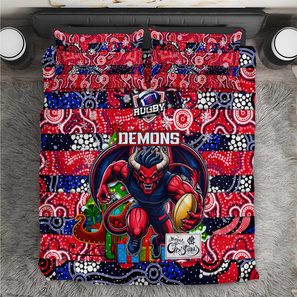 Demons Football Merry Christmas Bedding Set Indigenous Australian Art - Vibe Hoodie Shop