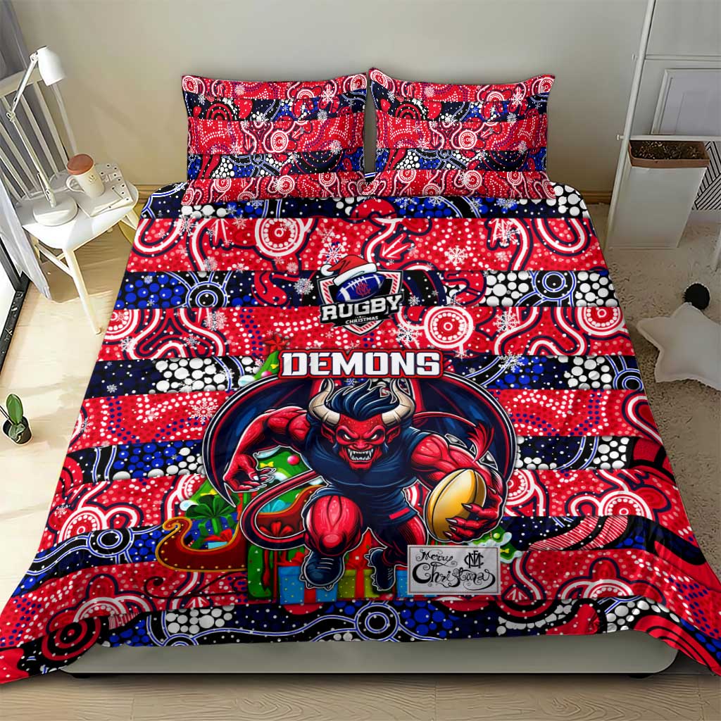 Demons Football Merry Christmas Bedding Set Indigenous Australian Art - Vibe Hoodie Shop