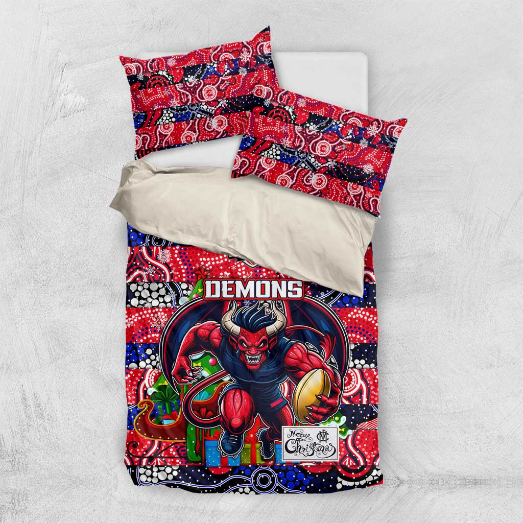 Demons Football Merry Christmas Bedding Set Indigenous Australian Art - Vibe Hoodie Shop