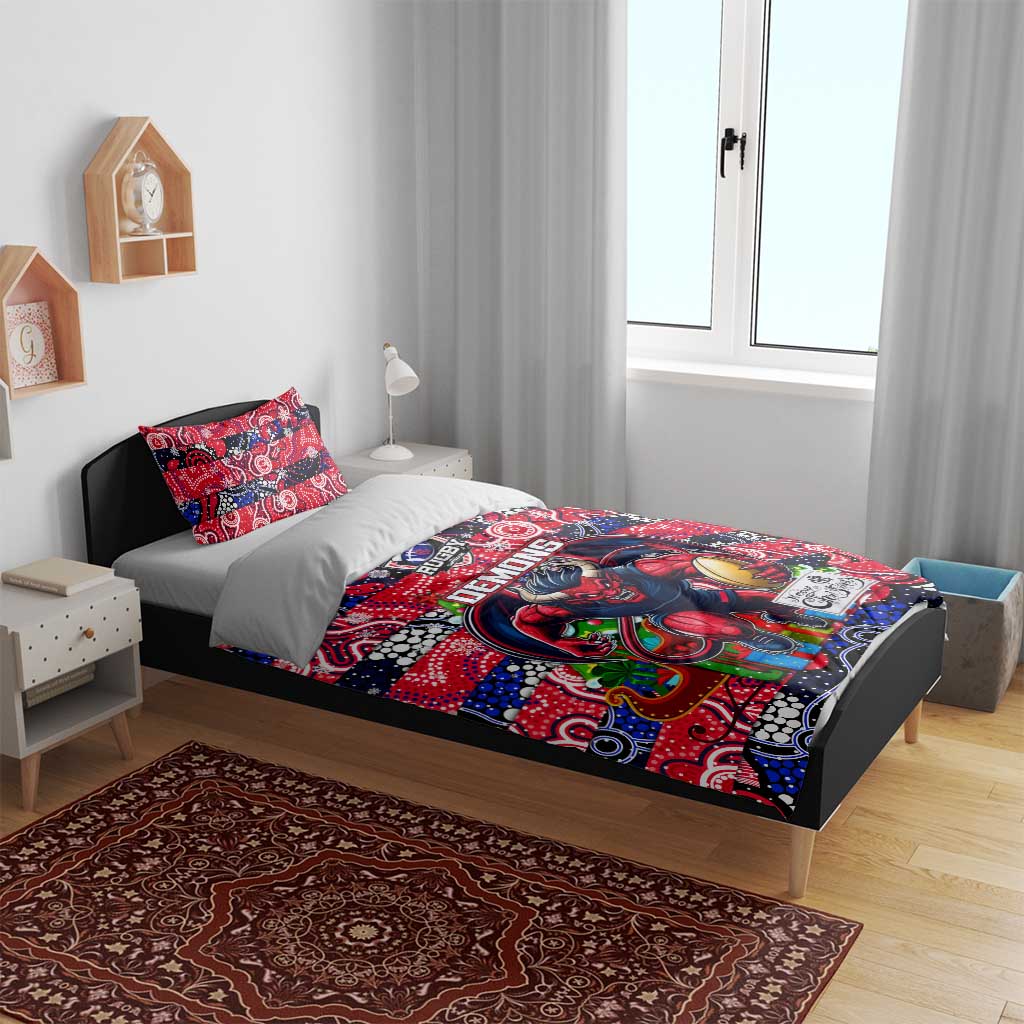 Demons Football Merry Christmas Bedding Set Indigenous Australian Art - Vibe Hoodie Shop