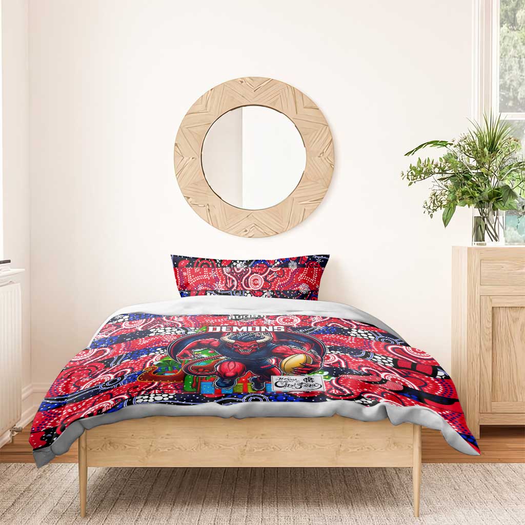 Demons Football Merry Christmas Bedding Set Indigenous Australian Art - Vibe Hoodie Shop