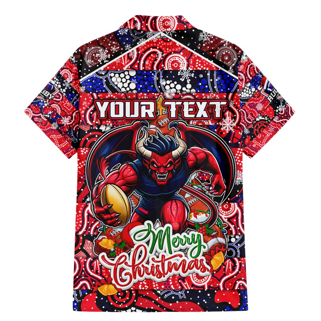 Custom Demons Rugby Merry Christmas Family Matching Mermaid Dress and Hawaiian Shirt Indigenous Australian Art