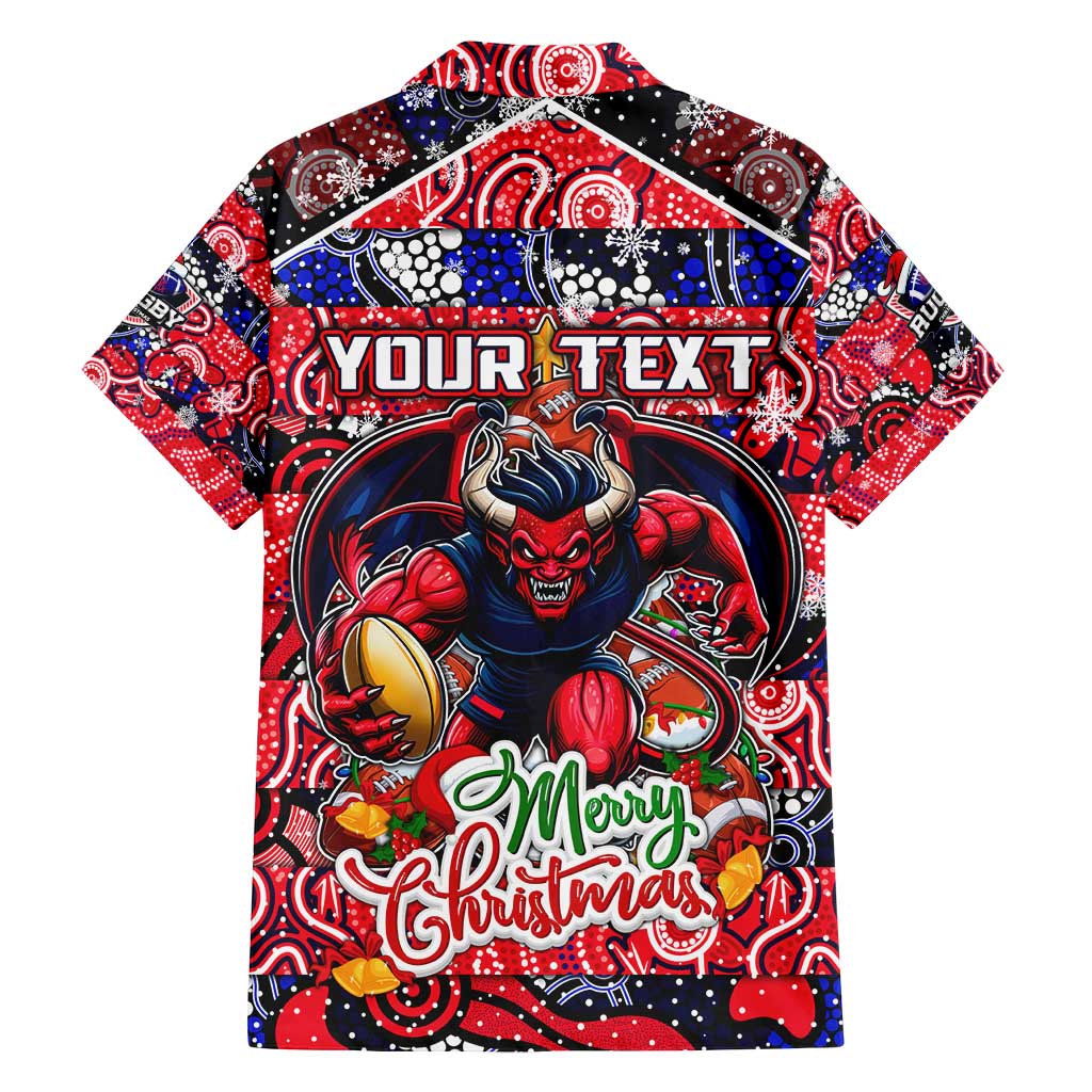 Custom Demons Rugby Merry Christmas Family Matching Tank Maxi Dress and Hawaiian Shirt Indigenous Australian Art
