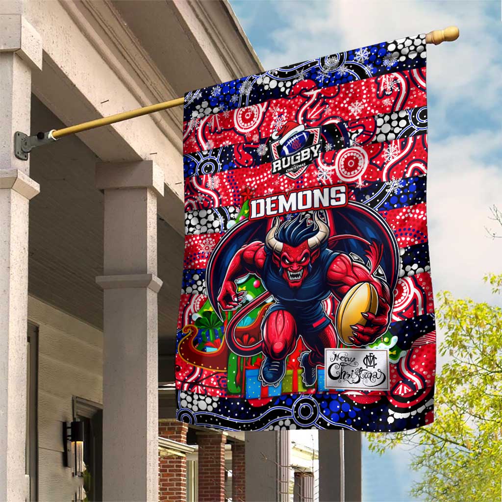 Demons Football Merry Christmas Garden Flag Indigenous Australian Art - Vibe Hoodie Shop