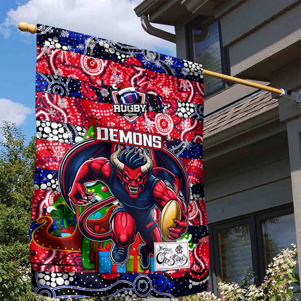 Demons Football Merry Christmas Garden Flag Indigenous Australian Art - Vibe Hoodie Shop