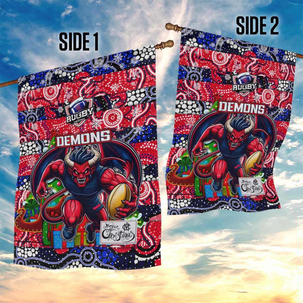 Demons Football Merry Christmas Garden Flag Indigenous Australian Art - Vibe Hoodie Shop
