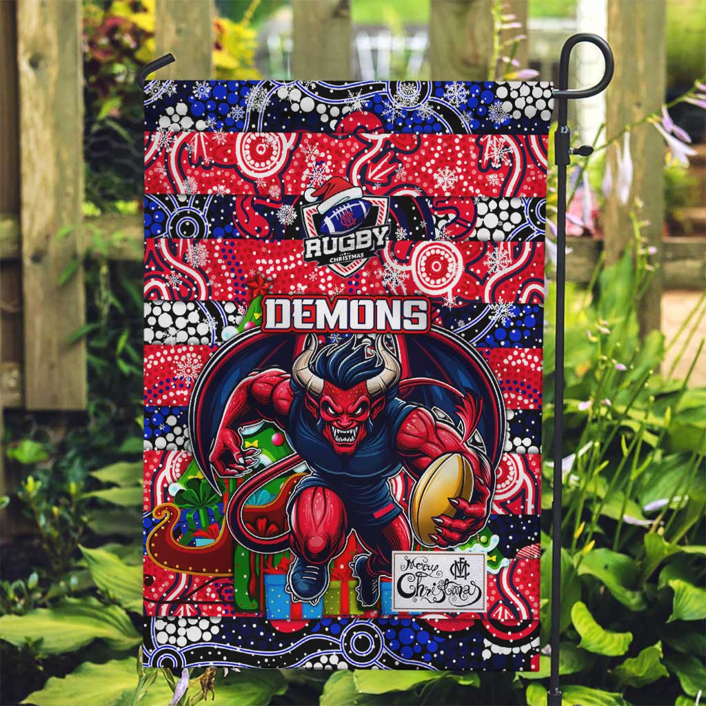 Demons Football Merry Christmas Garden Flag Indigenous Australian Art - Vibe Hoodie Shop