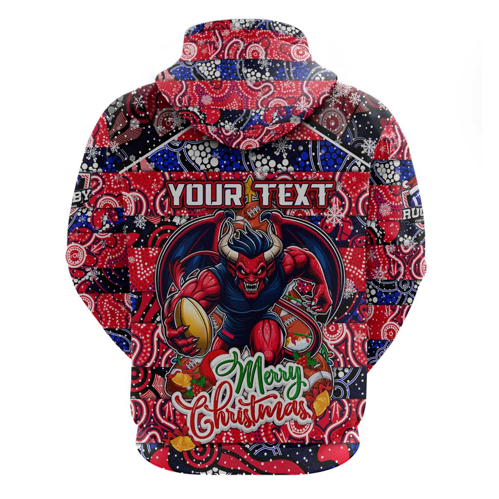 Custom Demons Football Merry Christmas Hoodie Indigenous Australian Art - Vibe Hoodie Shop