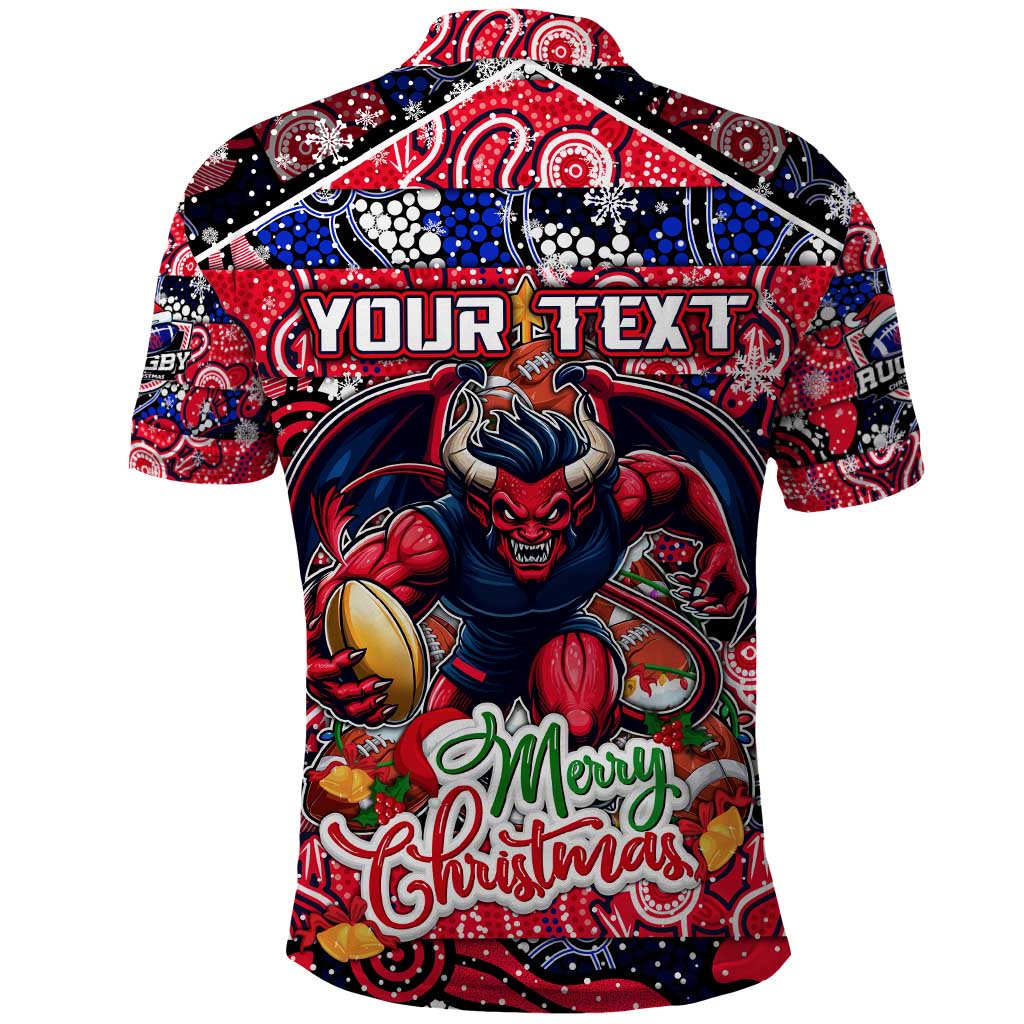 Custom Demons Football Merry Christmas Polo Shirt Indigenous Australian Art - Vibe Hoodie Shop