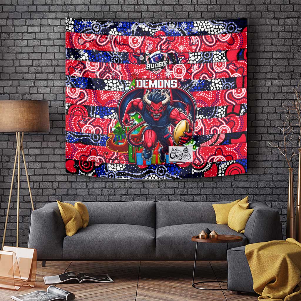 Demons Football Merry Christmas Tapestry Indigenous Australian Art - Vibe Hoodie Shop