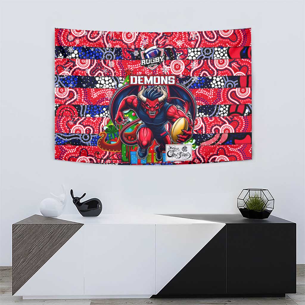 Demons Football Merry Christmas Tapestry Indigenous Australian Art - Vibe Hoodie Shop