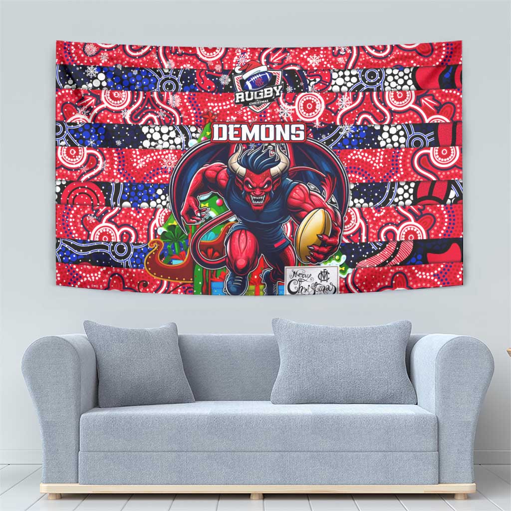 Demons Football Merry Christmas Tapestry Indigenous Australian Art - Vibe Hoodie Shop