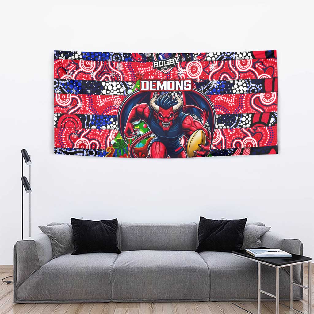 Demons Football Merry Christmas Tapestry Indigenous Australian Art - Vibe Hoodie Shop