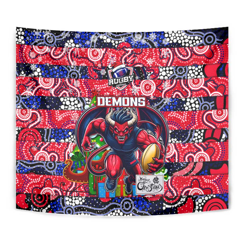 Demons Football Merry Christmas Tapestry Indigenous Australian Art - Vibe Hoodie Shop