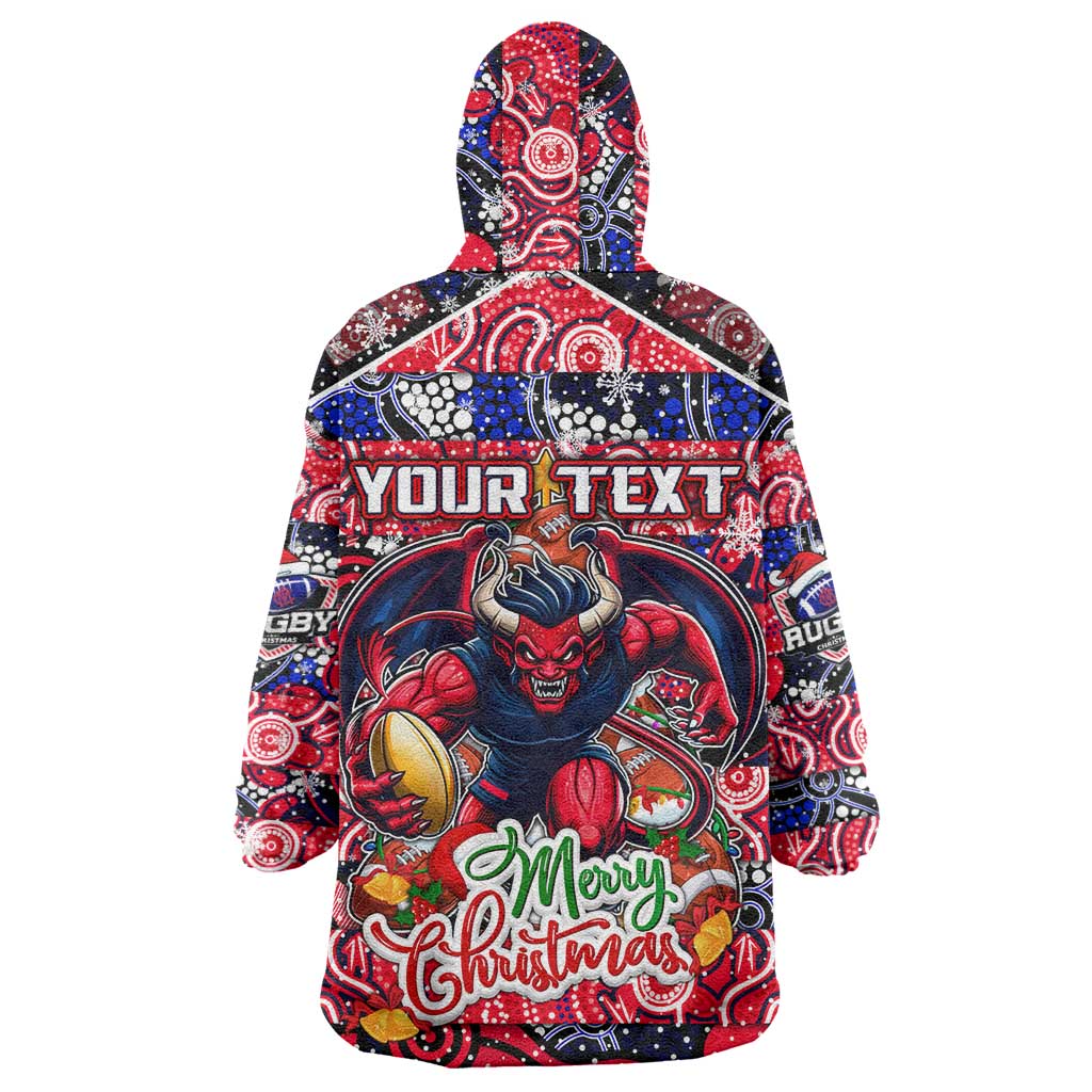 Custom Demons Football Merry Christmas Wearable Blanket Hoodie Indigenous Australian Art - Vibe Hoodie Shop