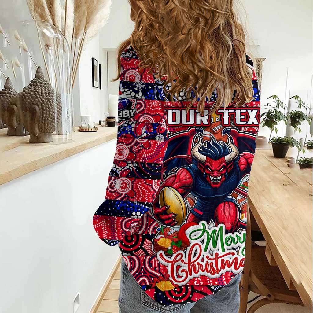 Custom Demons Football Merry Christmas Women Casual Shirt Indigenous Australian Art - Vibe Hoodie Shop