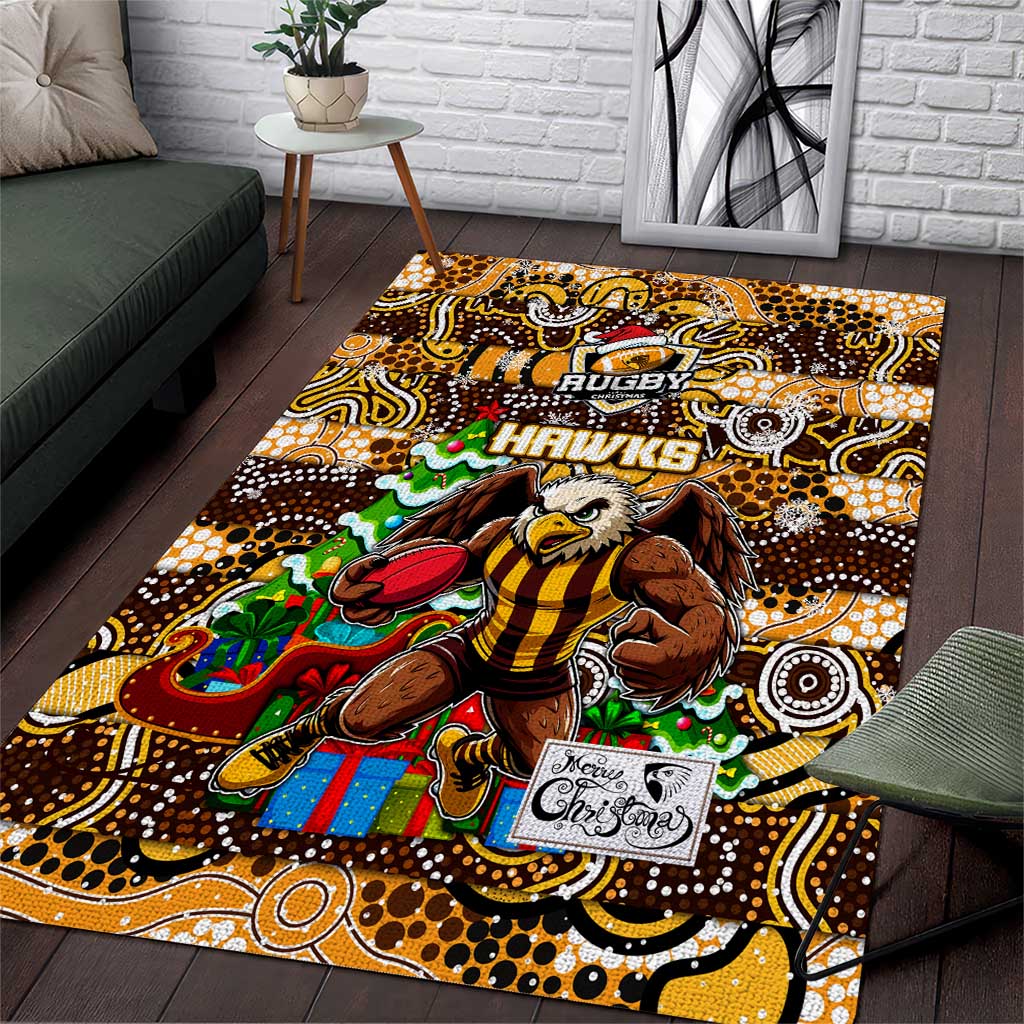 Hawks Football Merry Christmas Area Rug Indigenous Australian Art - Vibe Hoodie Shop