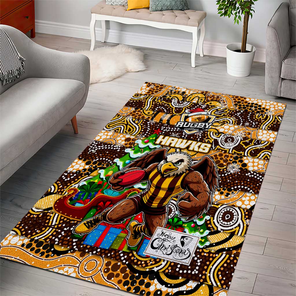 Hawks Football Merry Christmas Area Rug Indigenous Australian Art - Vibe Hoodie Shop