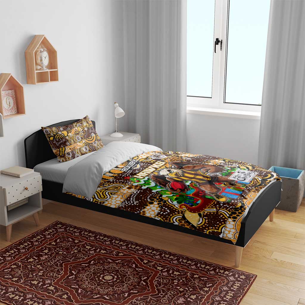 Hawks Football Merry Christmas Bedding Set Indigenous Australian Art - Vibe Hoodie Shop