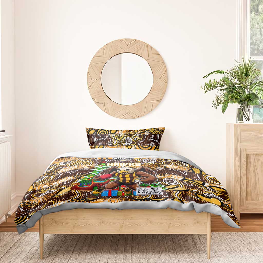 Hawks Football Merry Christmas Bedding Set Indigenous Australian Art - Vibe Hoodie Shop
