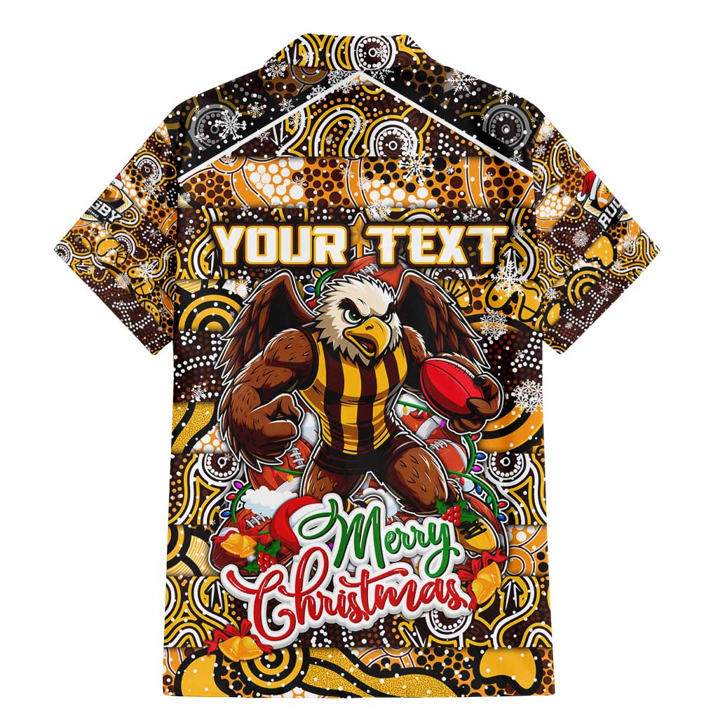 Custom Hawks Rugby Merry Christmas Family Matching Mermaid Dress and Hawaiian Shirt Indigenous Australian Art