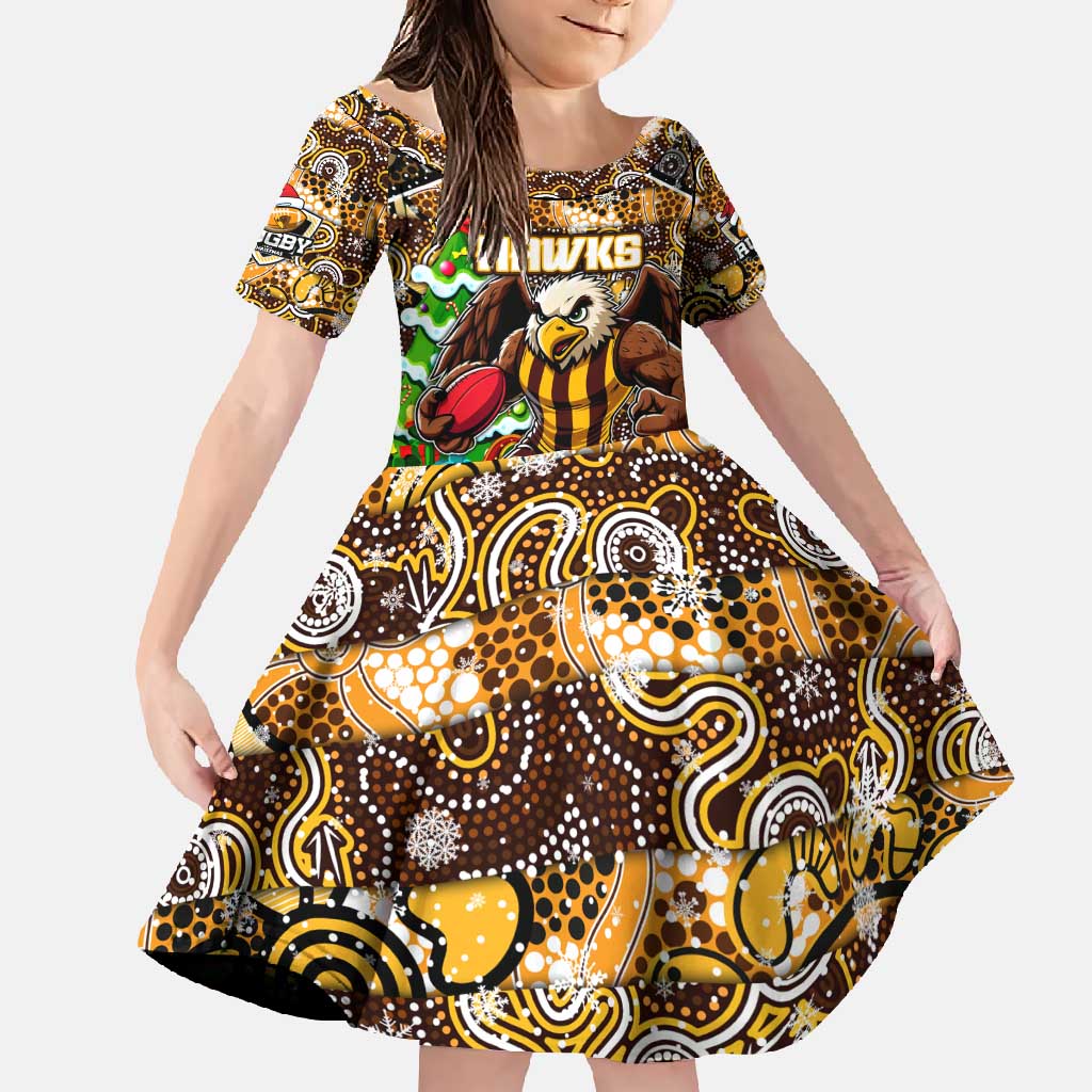 Custom Hawks Rugby Merry Christmas Family Matching Summer Maxi Dress and Hawaiian Shirt Indigenous Australian Art