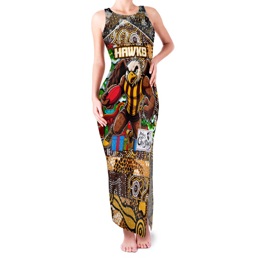 Custom Hawks Rugby Merry Christmas Family Matching Tank Maxi Dress and Hawaiian Shirt Indigenous Australian Art