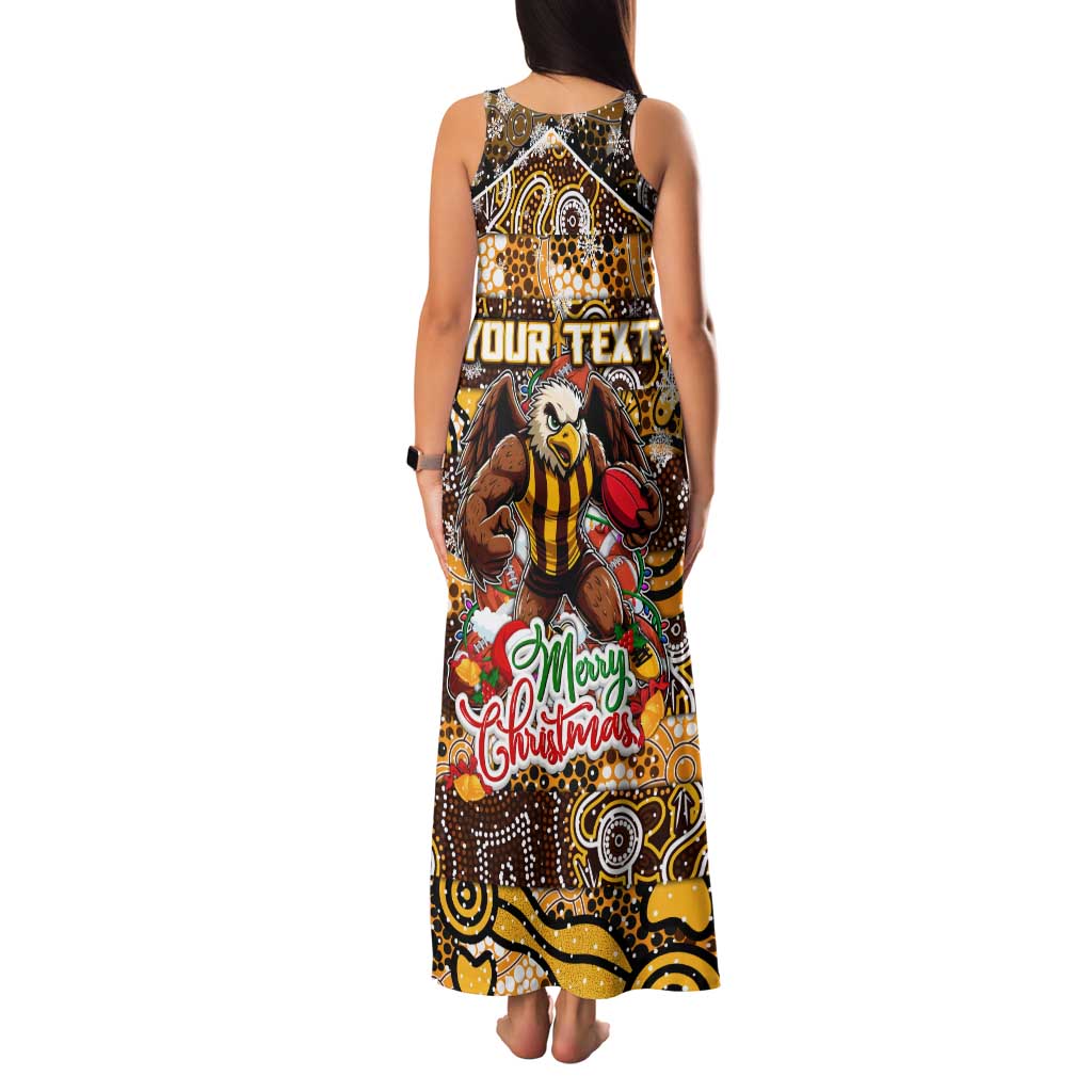 Custom Hawks Rugby Merry Christmas Family Matching Tank Maxi Dress and Hawaiian Shirt Indigenous Australian Art