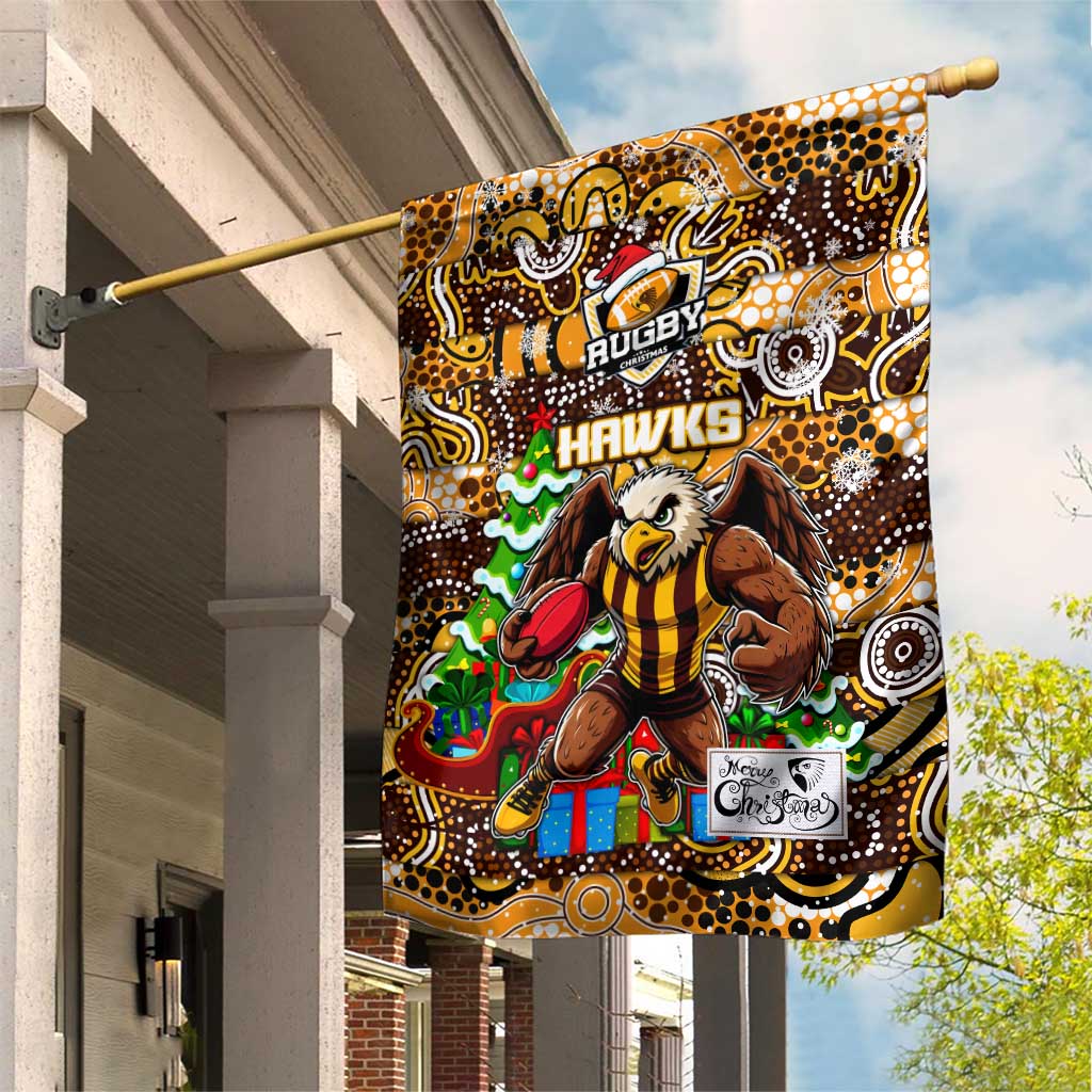 Hawks Football Merry Christmas Garden Flag Indigenous Australian Art - Vibe Hoodie Shop