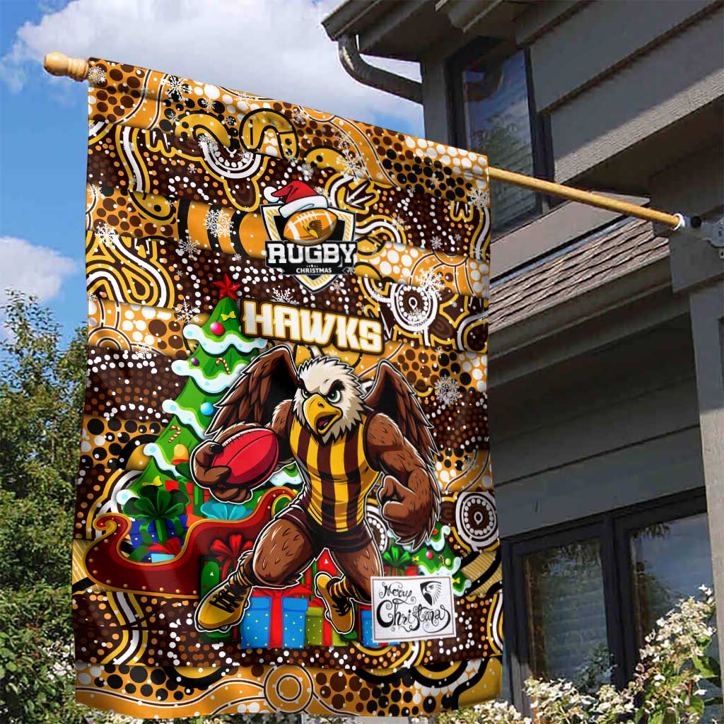 Hawks Football Merry Christmas Garden Flag Indigenous Australian Art - Vibe Hoodie Shop