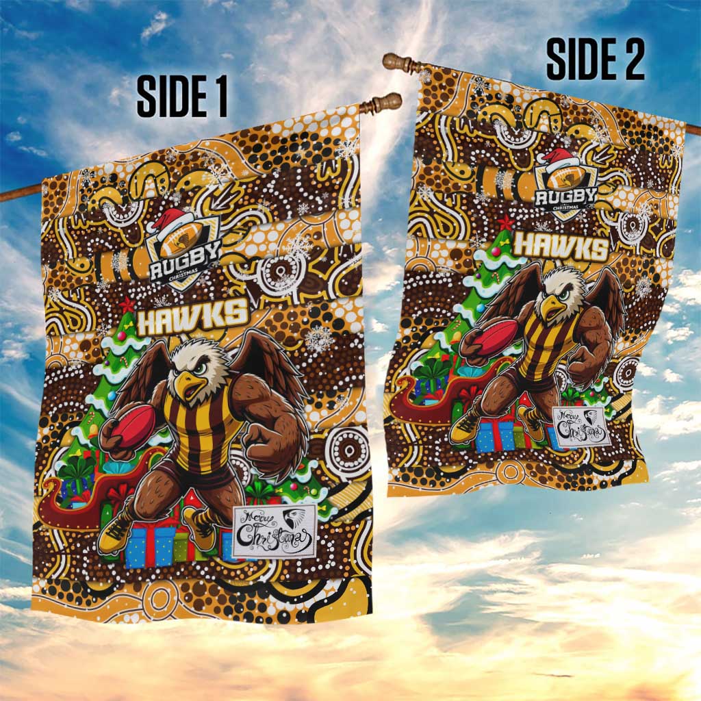 Hawks Football Merry Christmas Garden Flag Indigenous Australian Art - Vibe Hoodie Shop