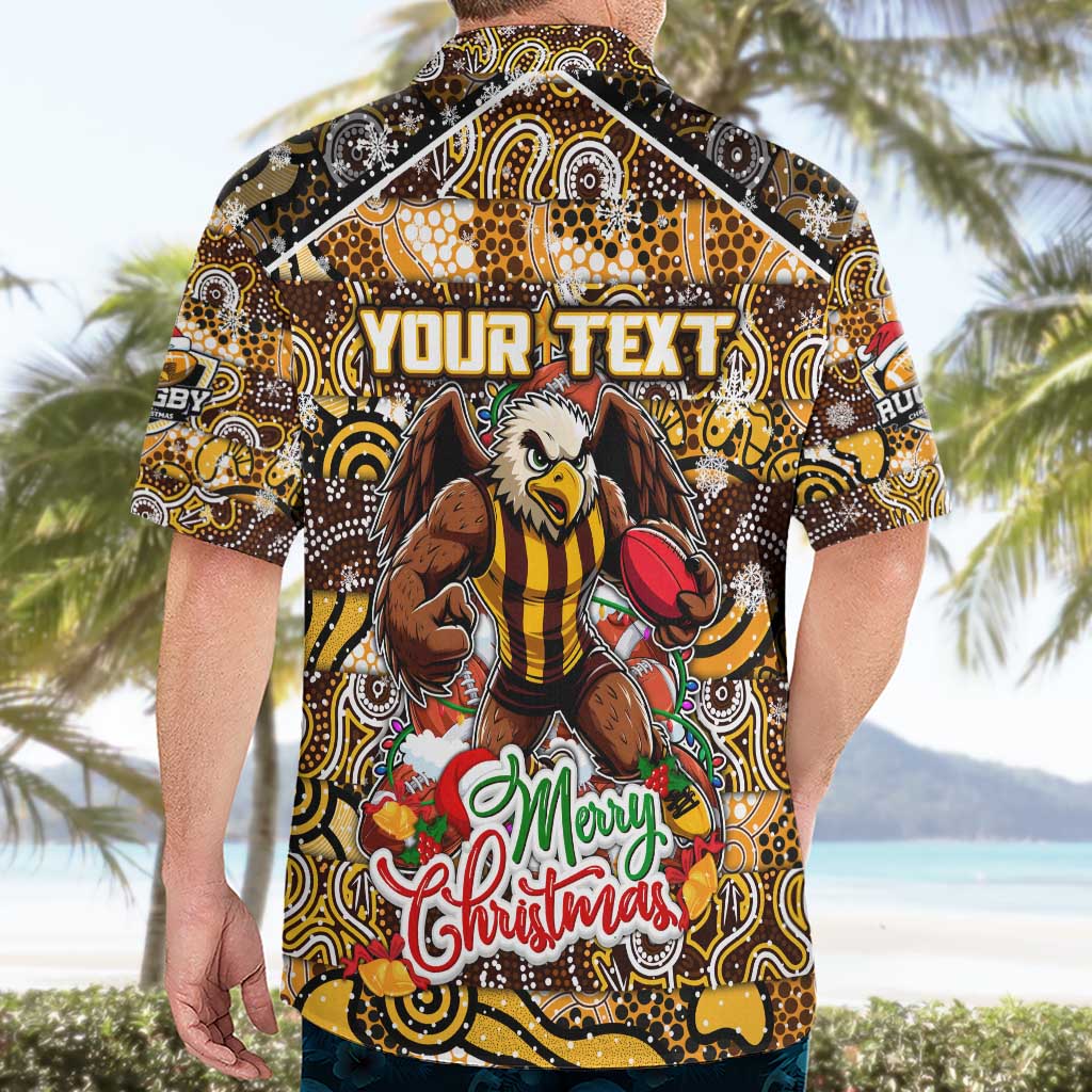 Custom Hawks Football Merry Christmas Hawaiian Shirt Indigenous Australian Art - Vibe Hoodie Shop