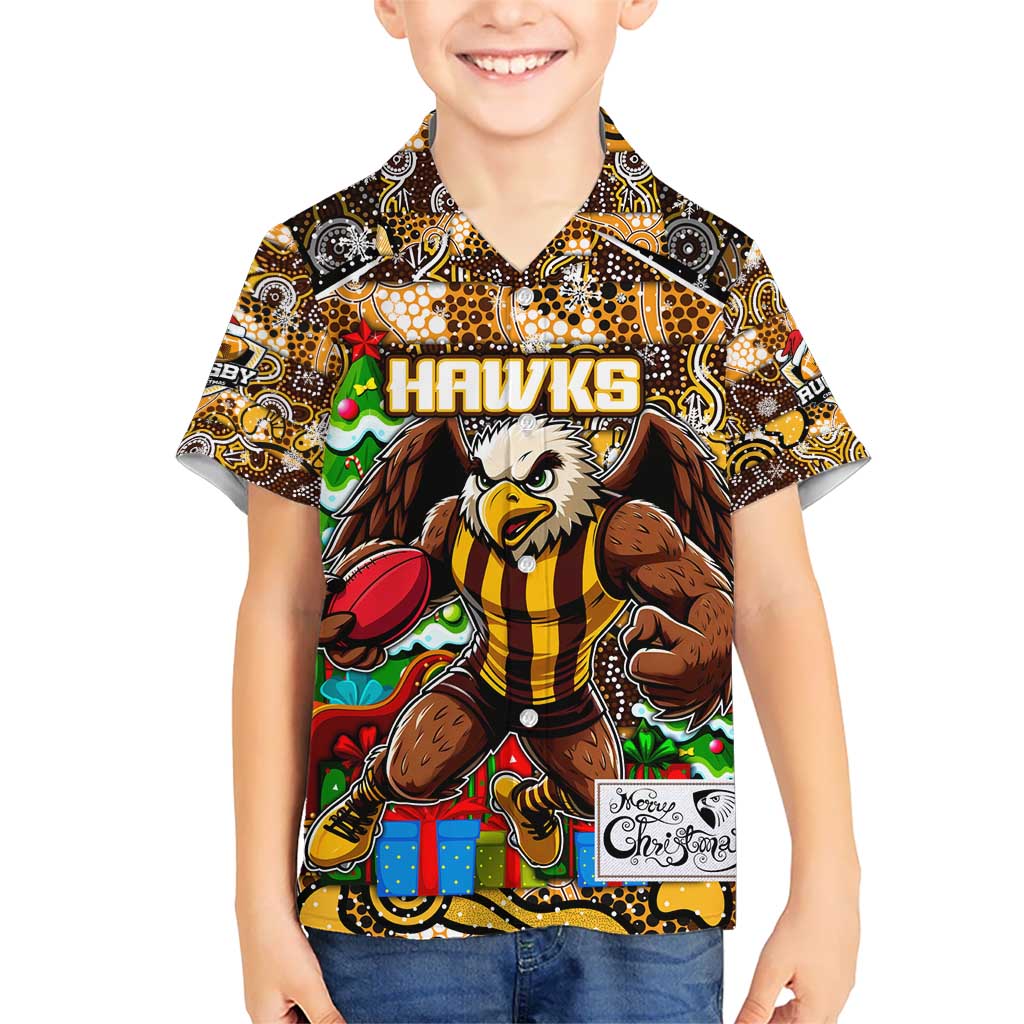Custom Hawks Football Merry Christmas Hawaiian Shirt Indigenous Australian Art - Vibe Hoodie Shop