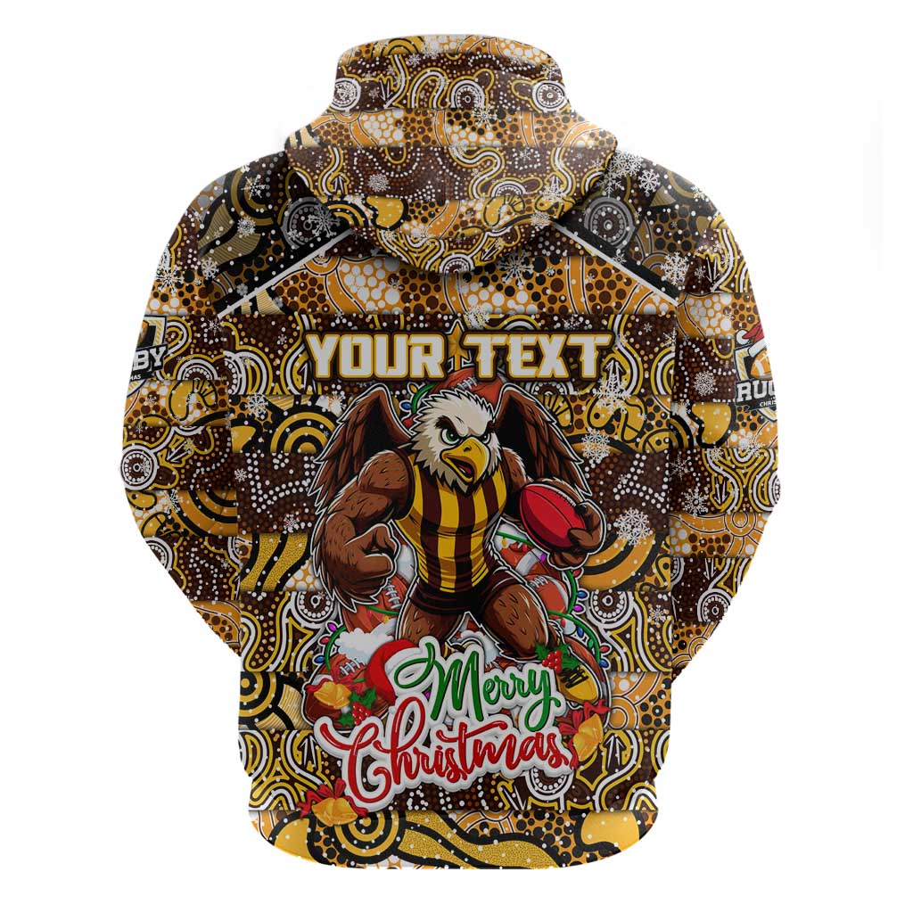 Custom Hawks Football Merry Christmas Hoodie Indigenous Australian Art - Vibe Hoodie Shop