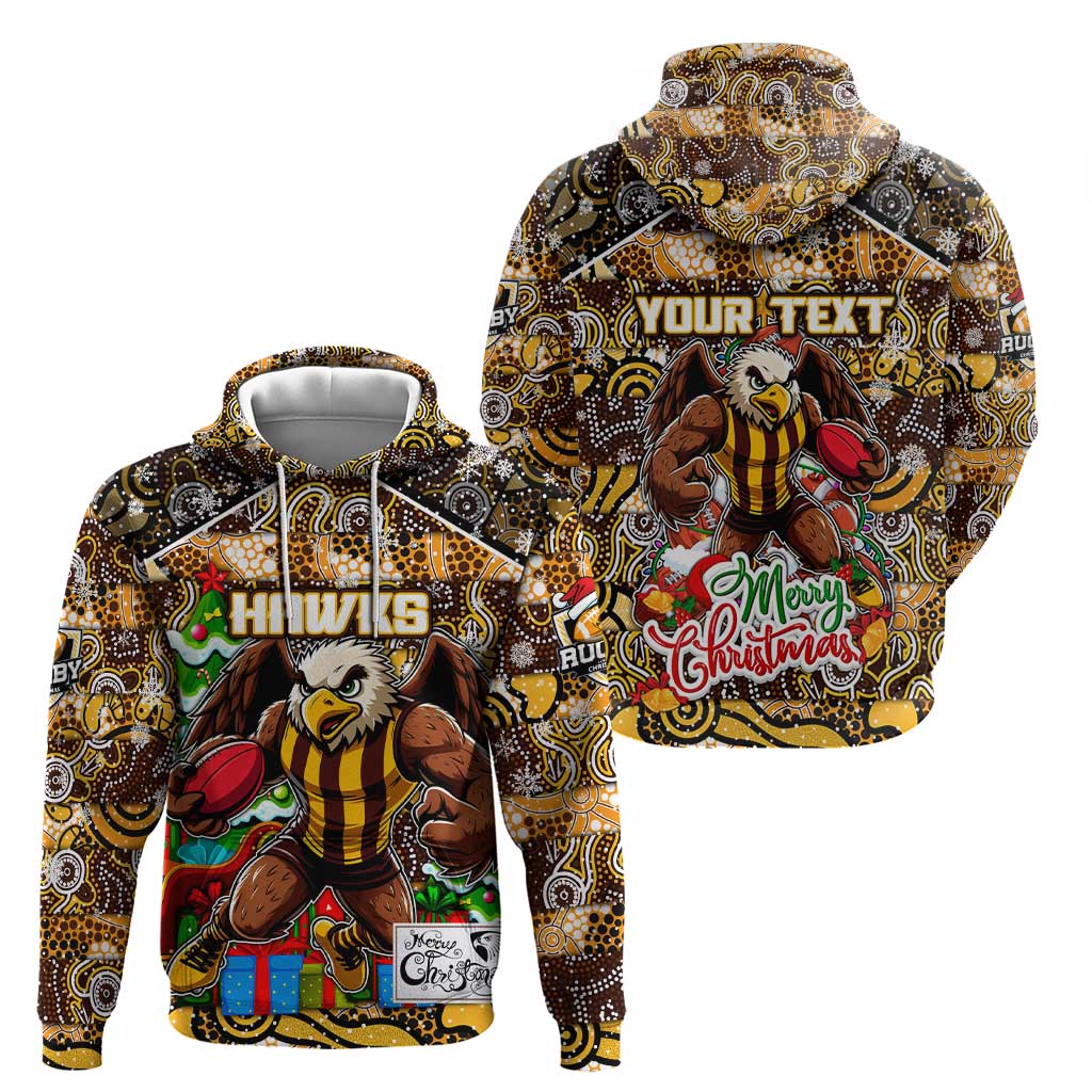 Custom Hawks Football Merry Christmas Hoodie Indigenous Australian Art - Vibe Hoodie Shop