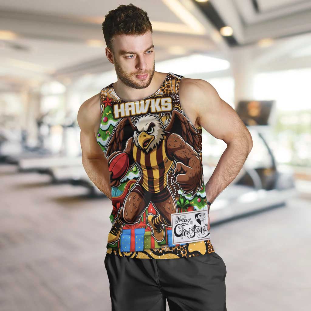 Custom Hawks Football Merry Christmas Men Tank Top Indigenous Australian Art - Vibe Hoodie Shop