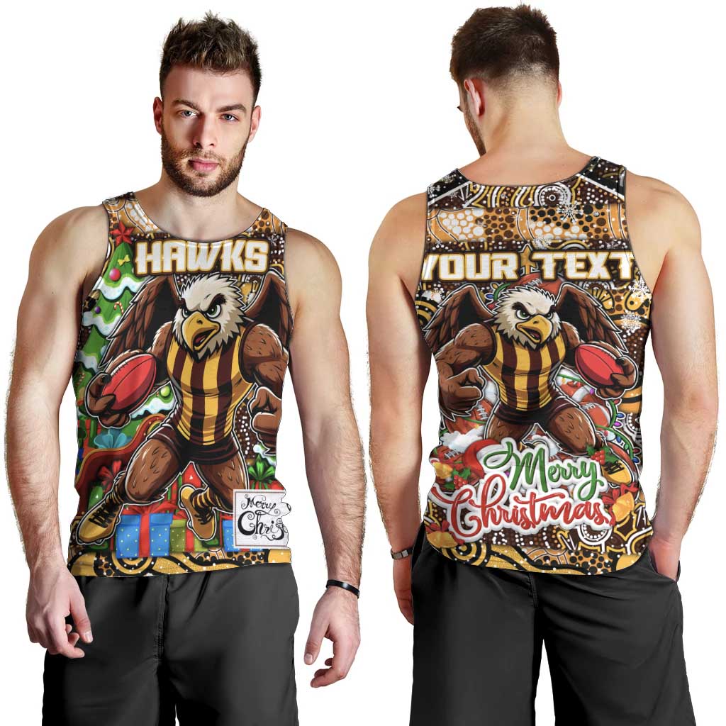 Custom Hawks Football Merry Christmas Men Tank Top Indigenous Australian Art - Vibe Hoodie Shop