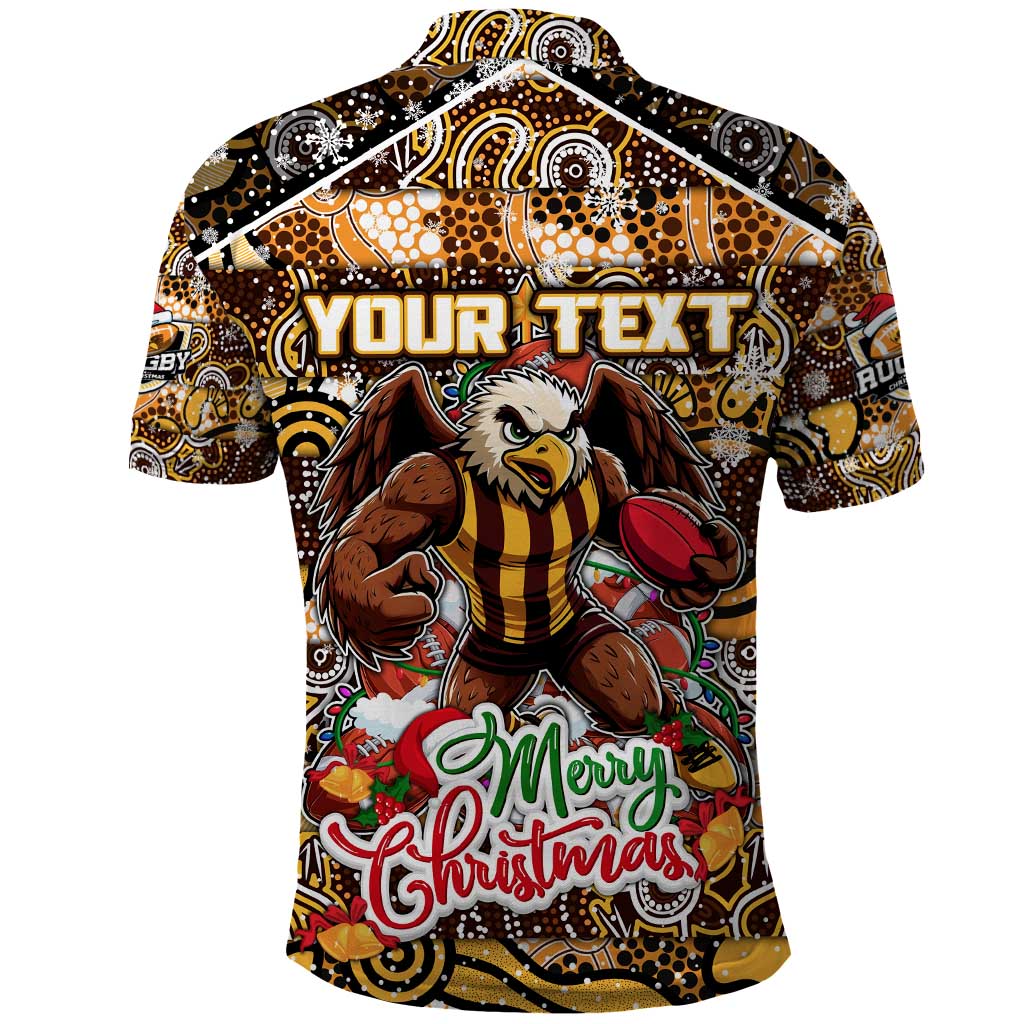 Custom Hawks Football Merry Christmas Polo Shirt Indigenous Australian Art - Vibe Hoodie Shop